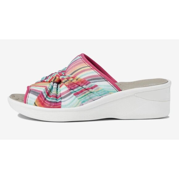 BZees Women's Smile II Slide Sandals Wave Stripe Fabric 8M - Picture 2 of 7